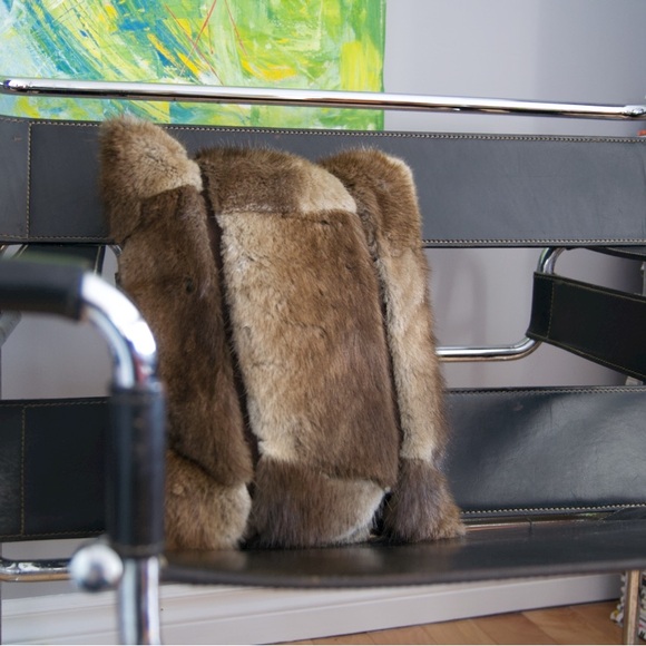Handmade recycled genuine fur cushion cover - Picture 1 of 9